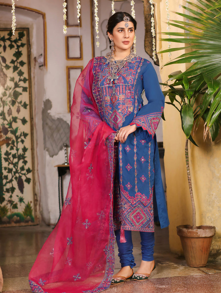 Blue 3 Piece Lawn Suit - Khas