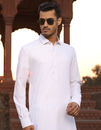 Blended White Shalwar Kameez - J. Junaid Jamshed