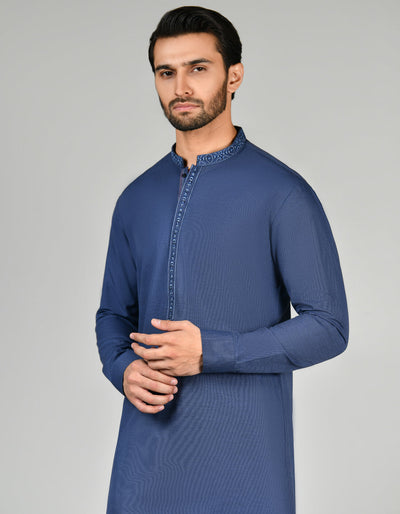 Cotton Blue Shalwar Kameez - J. Junaid Jamshed