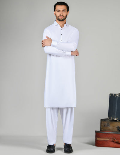 Blended Off White Shalwar Kameez - J. Junaid Jamshed