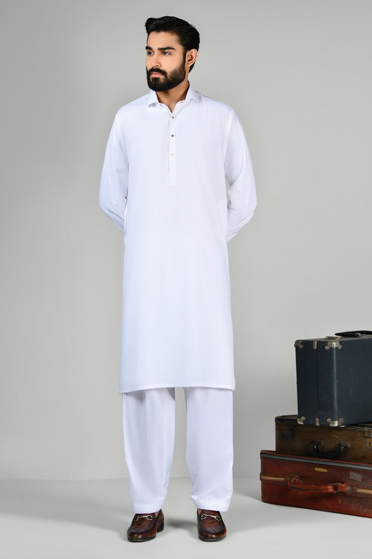 Blended White Shalwar Kameez - J. Junaid Jamshed