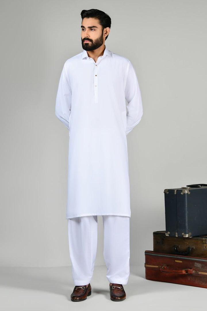 Blended White Shalwar Kameez - J. Junaid Jamshed