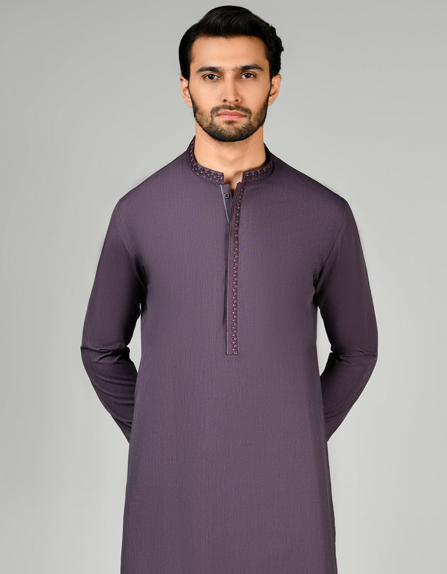 Cotton Purple Shalwar Kameez - J. Junaid Jamshed