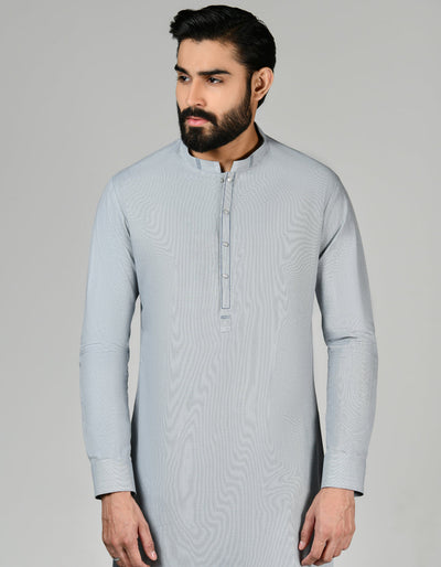 Cotton Bluish Grey Shalwar Kameez - J. Junaid Jamshed