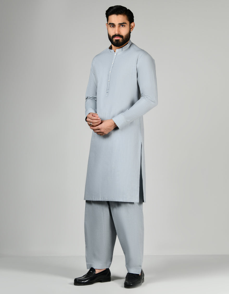 Cotton Bluish Grey Shalwar Kameez - J. Junaid Jamshed