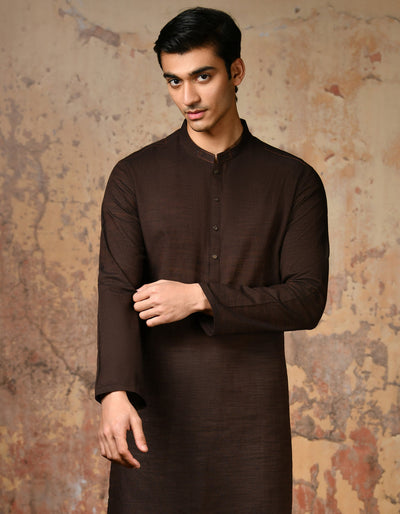 Cotton Brown Kurta - J. Junaid Jamshed