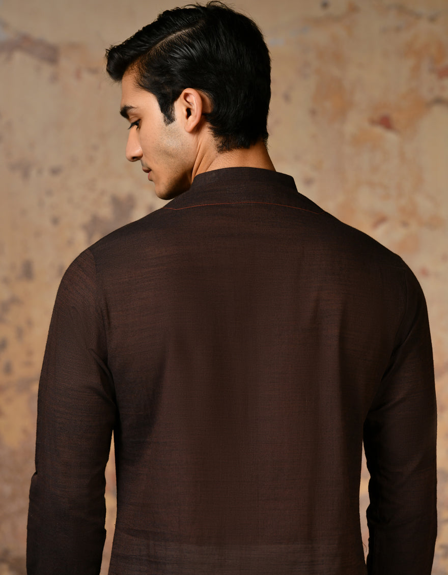 Cotton Brown Kurta - J. Junaid Jamshed