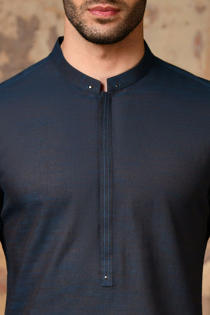 Cotton Blue Kurta - J. Junaid Jamshed