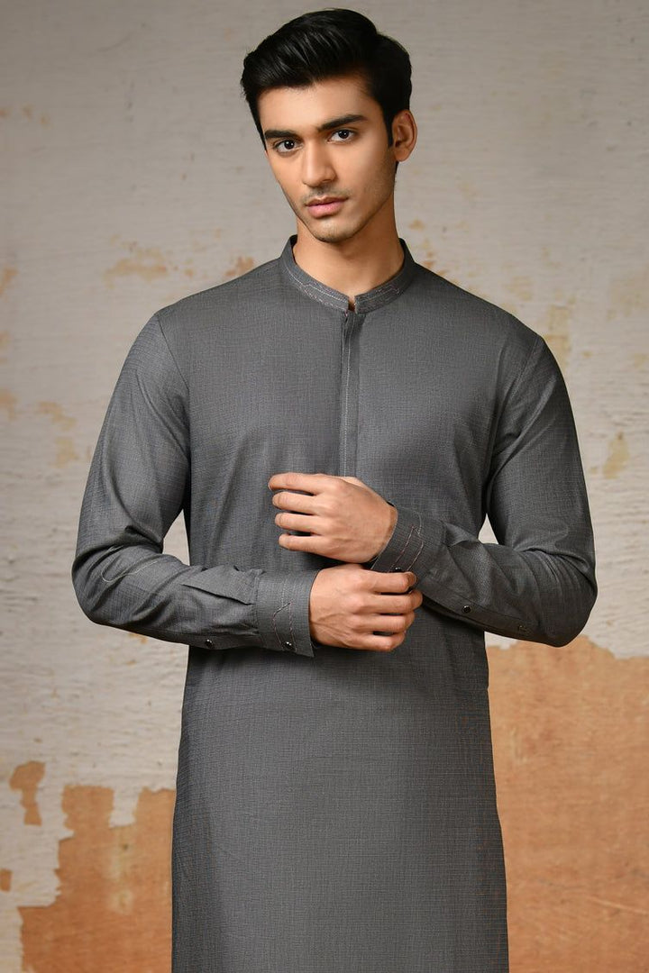 Cotton Grey Shalwar Kameez - J. Junaid Jamshed