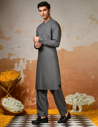 Cotton Grey Shalwar Kameez - J. Junaid Jamshed