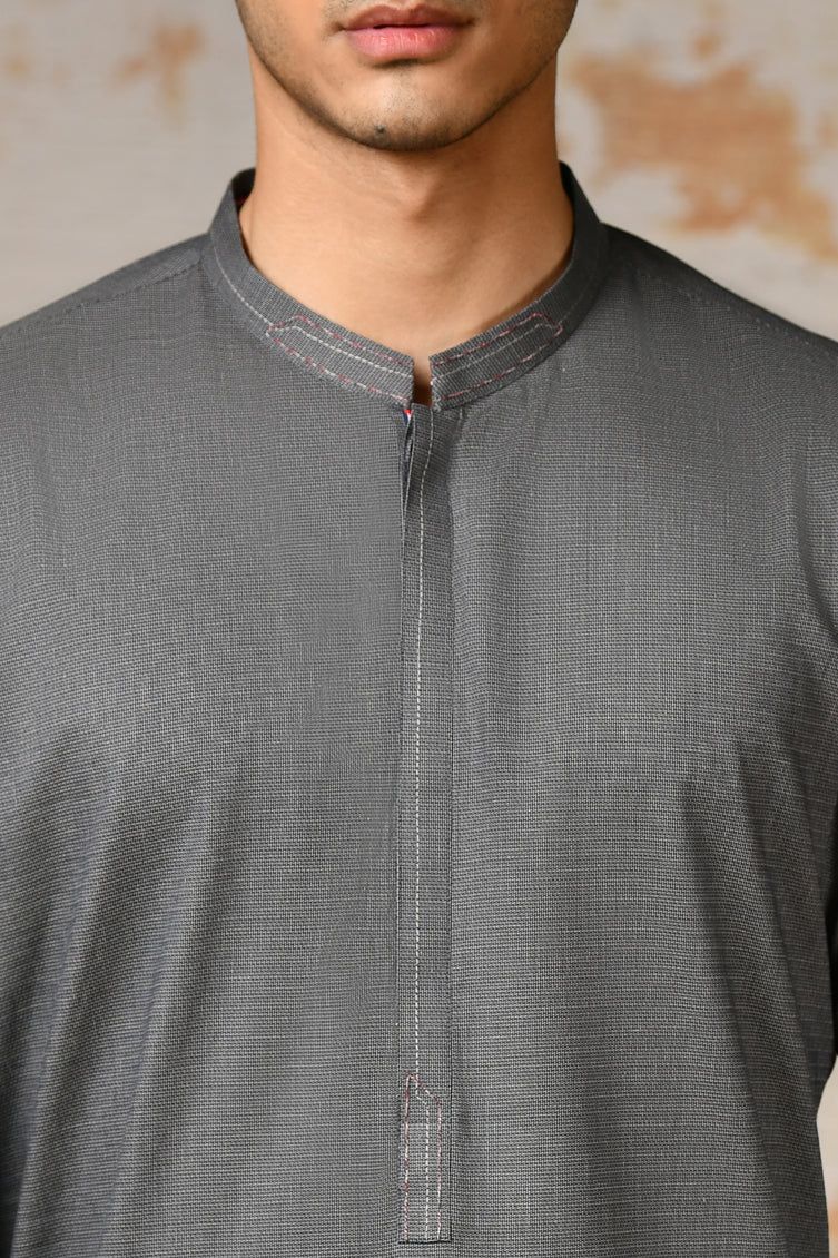 Cotton Grey Shalwar Kameez - J. Junaid Jamshed