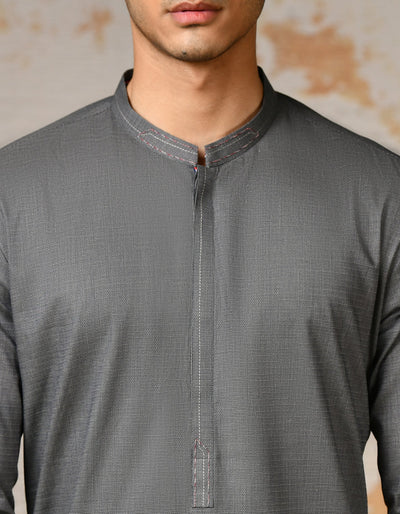 Cotton Grey Shalwar Kameez - J. Junaid Jamshed