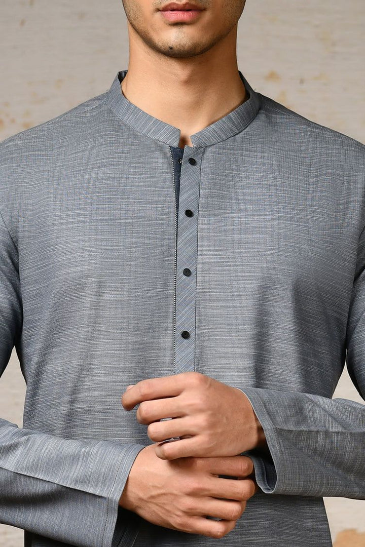 Cotton Grey Kurta - J. Junaid Jamshed