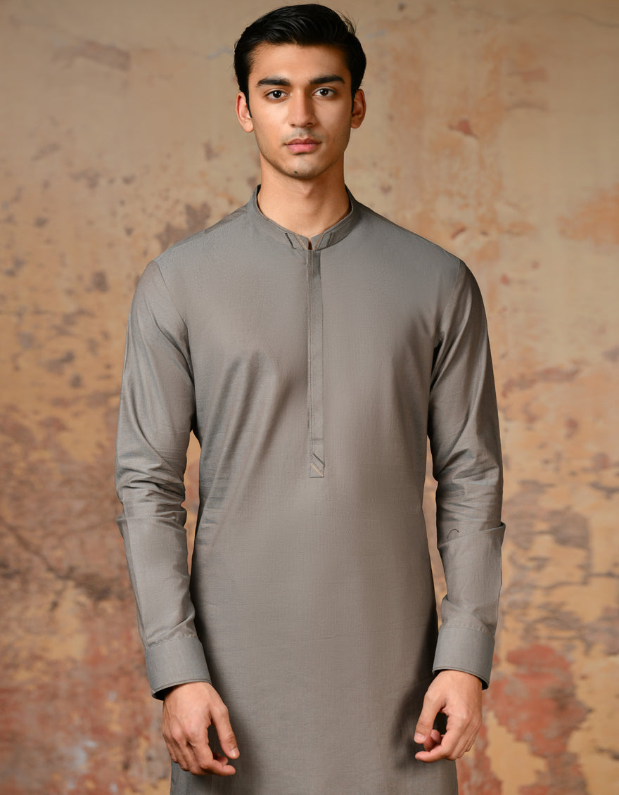 Cotton Grey Shalwar Kameez - J. Junaid Jamshed