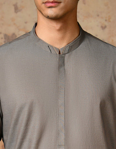 Cotton Grey Shalwar Kameez - J. Junaid Jamshed