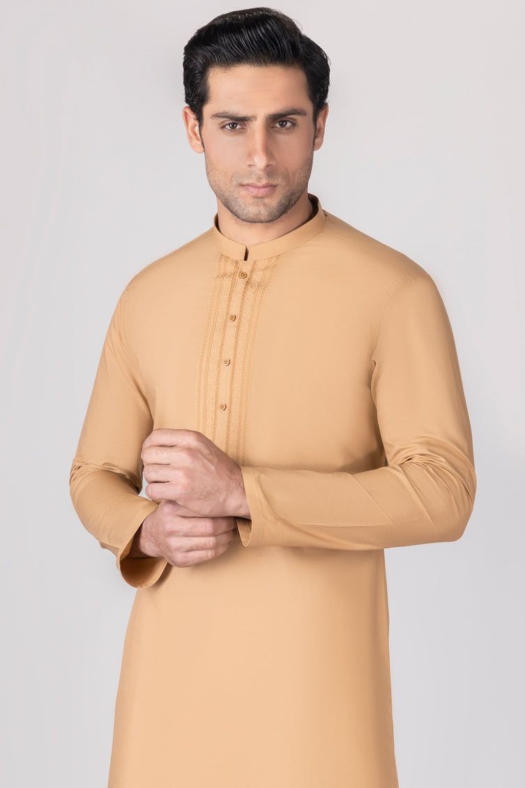 Blended Light Rust Kurta - J. Junaid Jamshed
