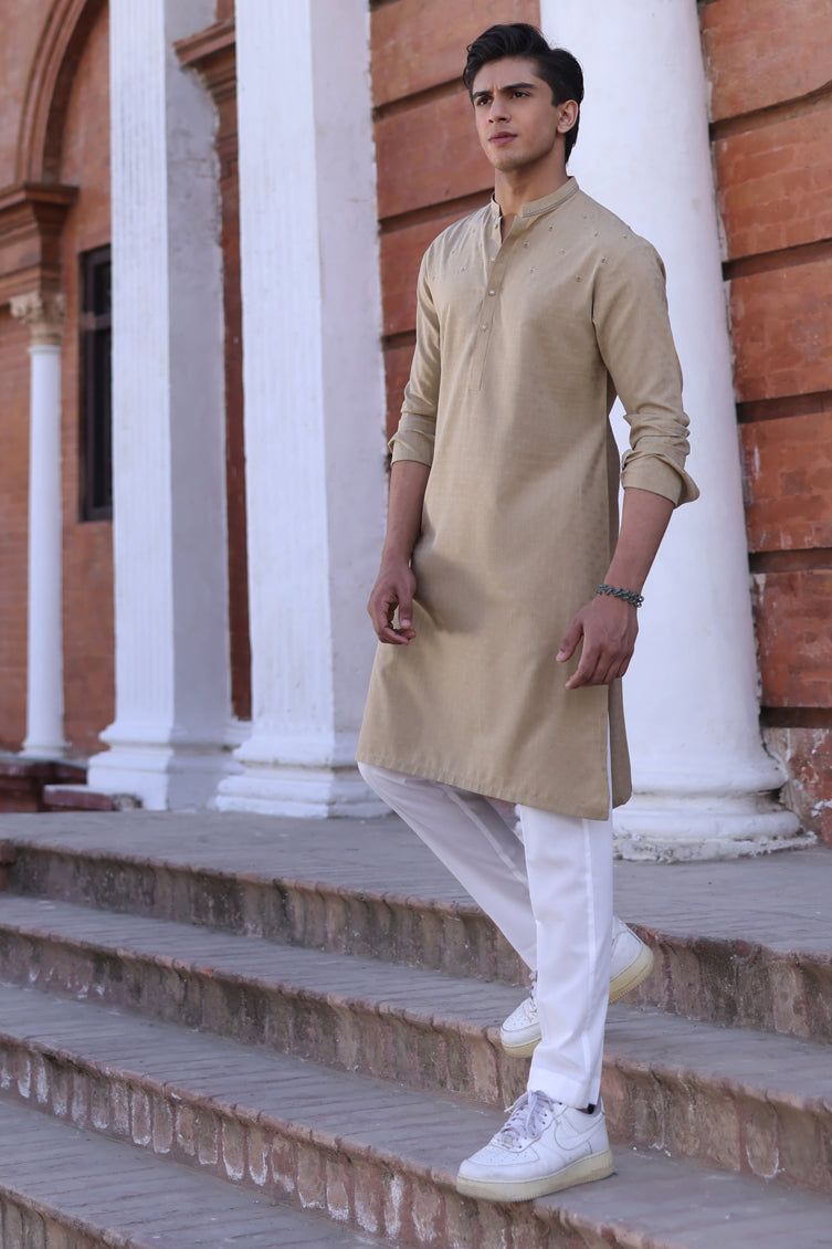 Blended Sand Kurta - J. Junaid Jamshed
