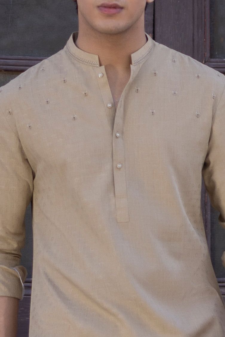 Blended Sand Kurta - J. Junaid Jamshed