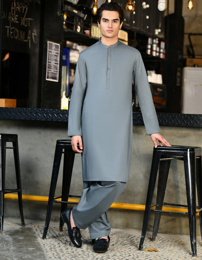 Cotton Green Smoke Shalwar Kameez - J. Junaid Jamshed