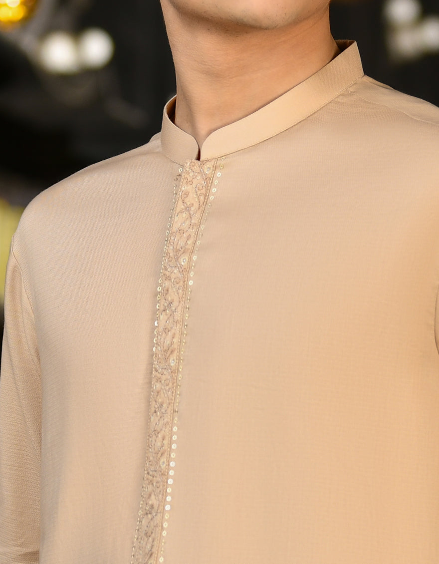 Cotton Beige Shalwar Kameez - J. Junaid Jamshed