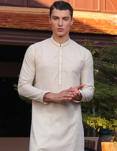 Blended Ivory Kurta - J. Junaid Jamshed