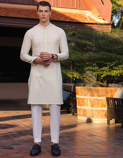 Blended Ivory Kurta - J. Junaid Jamshed