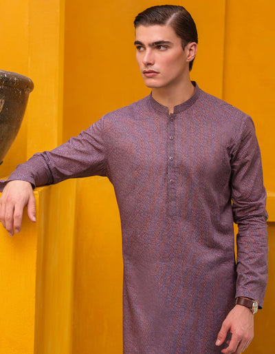 Cotton Purple Kurta - J. Junaid Jamshed