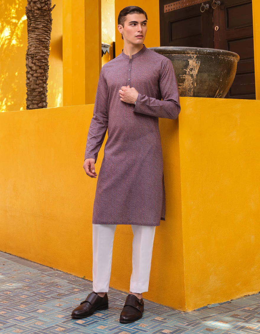 Cotton Purple Kurta - J. Junaid Jamshed