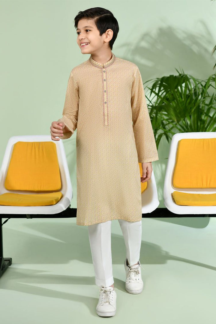 Cotton Ochre Kurta - J. Junaid Jamshed