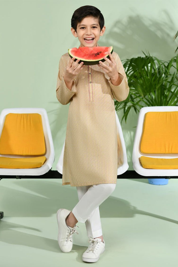 Cotton Ochre Kurta - J. Junaid Jamshed