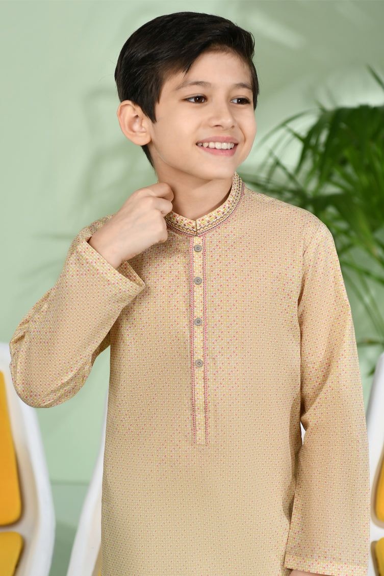Cotton Ochre Kurta - J. Junaid Jamshed