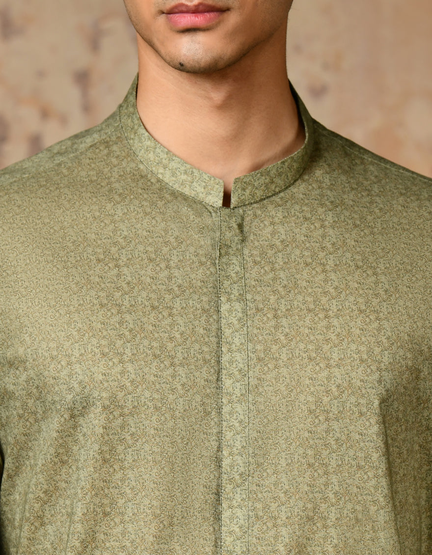 Cotton Green Kurta - J. Junaid Jamshed