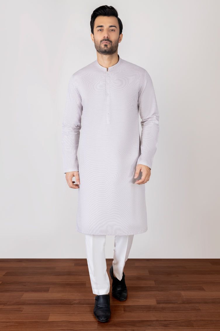 Cotton Light Purple Kurta - J. Junaid Jamshed