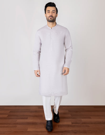 Cotton Light Purple Kurta - J. Junaid Jamshed