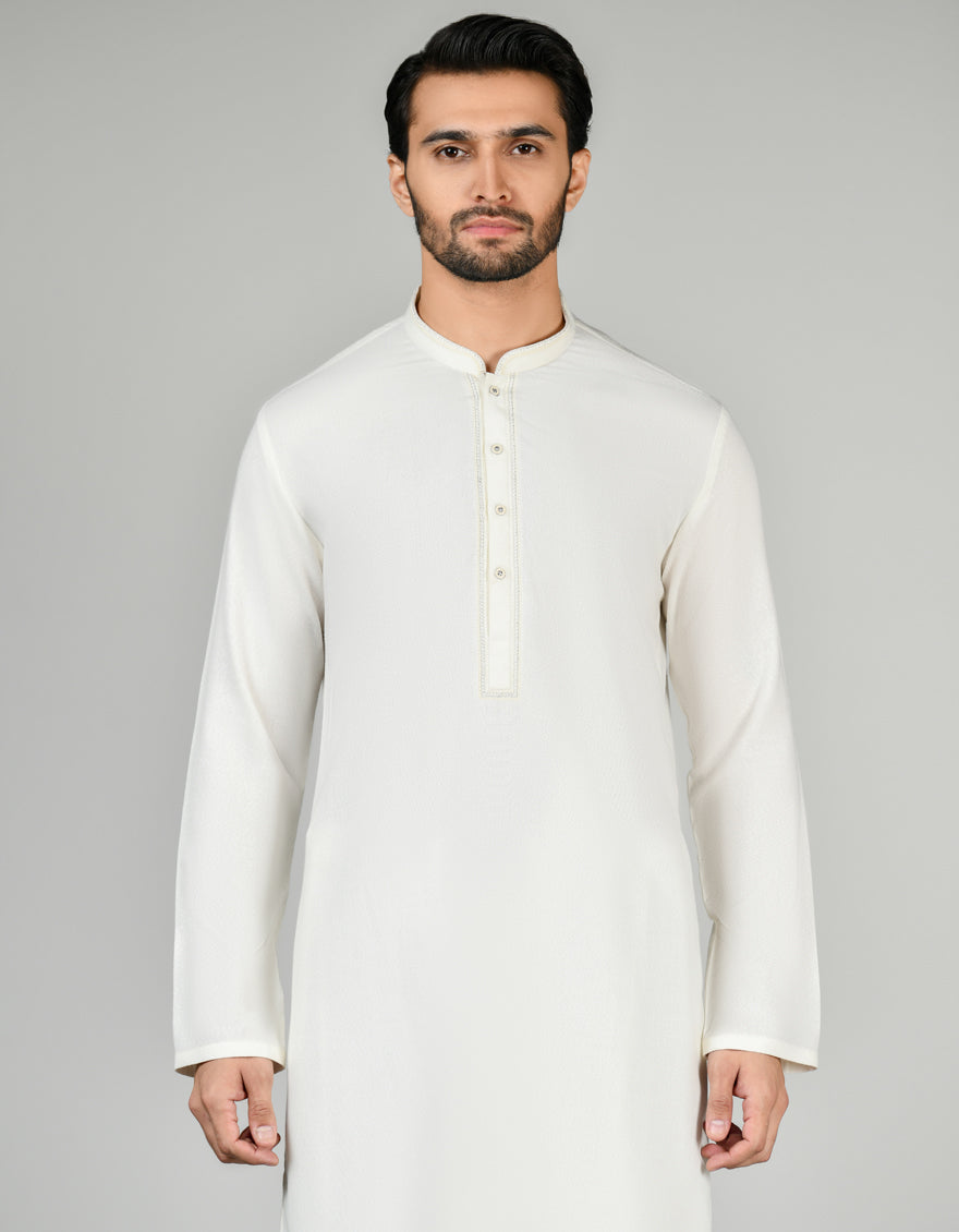 Blended Off White Shalwar Kameez - J. Junaid Jamshed