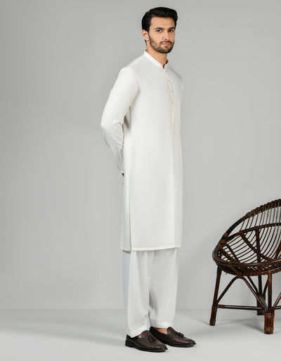 Blended Off White Shalwar Kameez - J. Junaid Jamshed