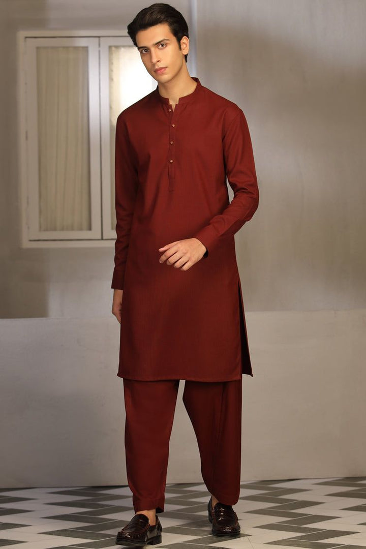Blended Red Teen Boys Kameez Shalwar - J. Junaid Jamshed
