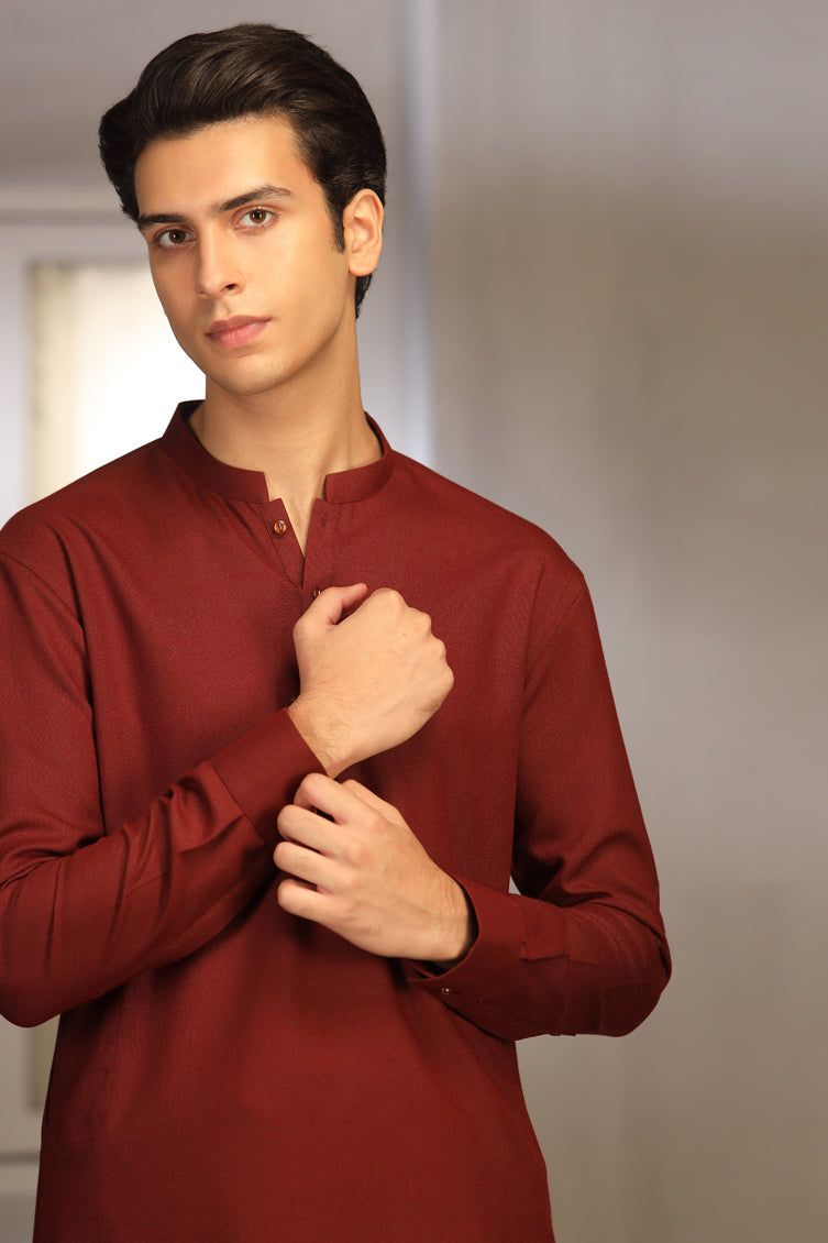 Blended Red Teen Boys Kameez Shalwar - J. Junaid Jamshed