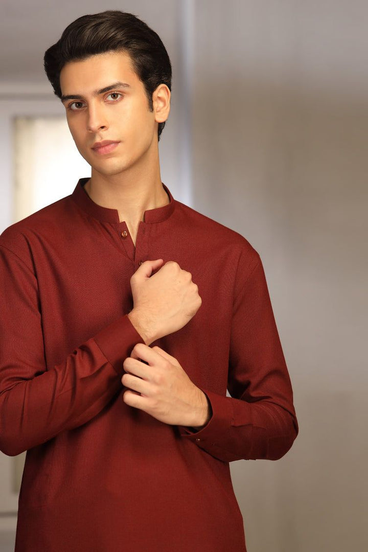 Blended Red Teen Boys Kameez Shalwar - J. Junaid Jamshed