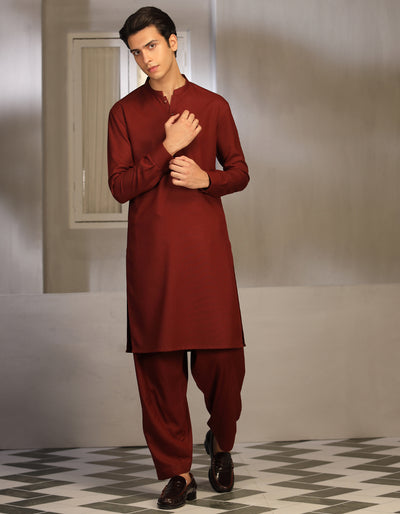 Blended Red Teen Boys Kameez Shalwar - J. Junaid Jamshed
