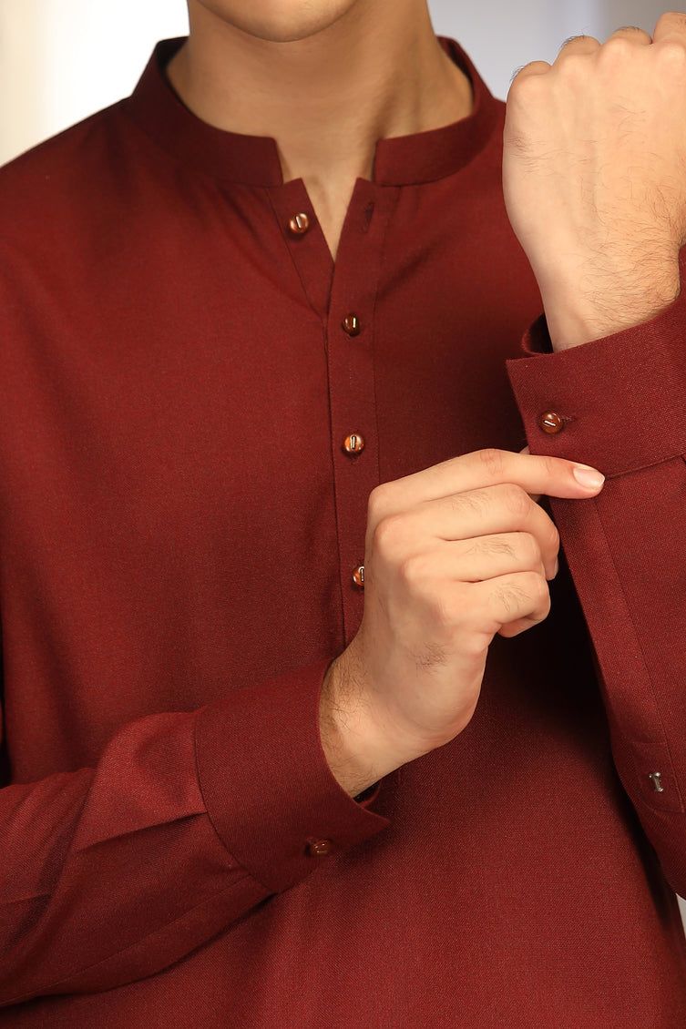 Blended Red Teen Boys Kameez Shalwar - J. Junaid Jamshed