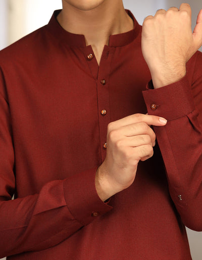 Blended Red Teen Boys Kameez Shalwar - J. Junaid Jamshed