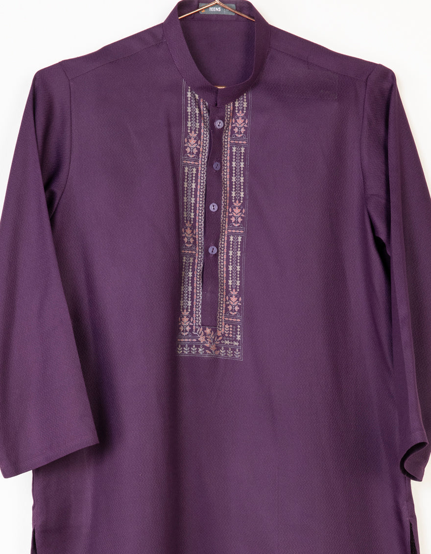 Blended Dark Purple Kurta - J. Junaid Jamshed