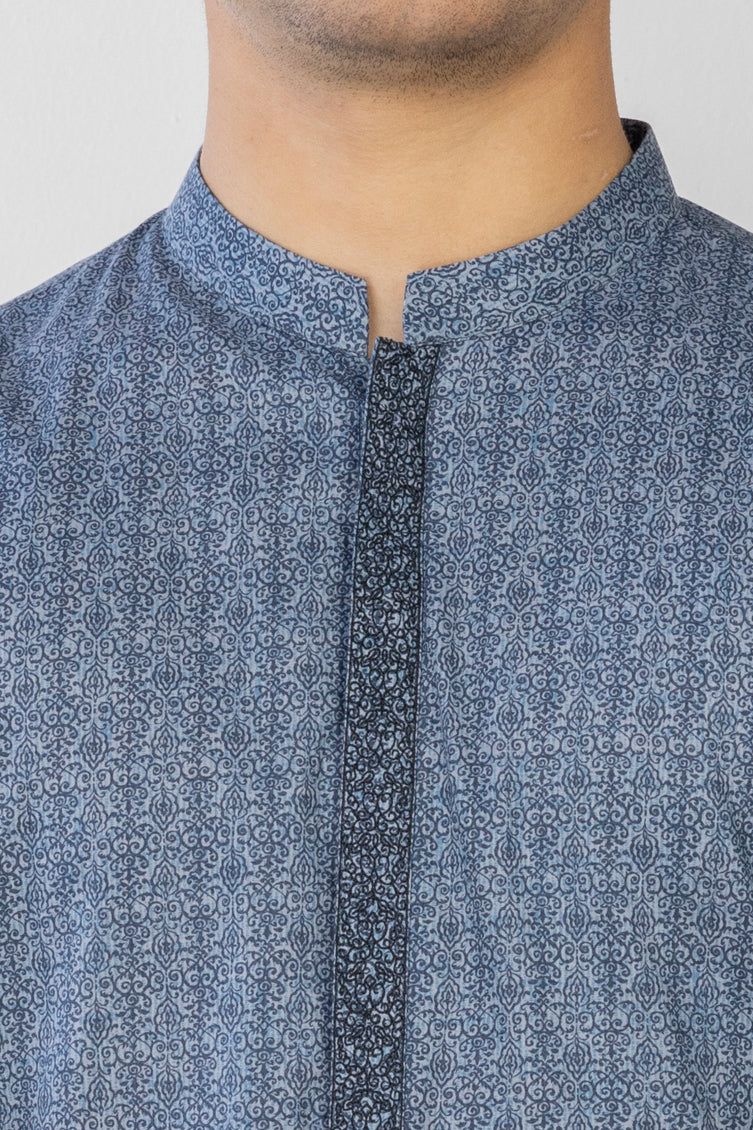 Cotton Blue Boys Kurta - J. Junaid Jamshed
