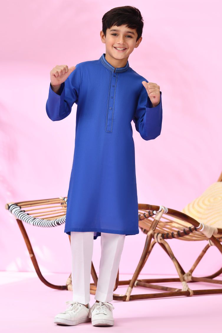 Cotton Royal Blue Kurta - J. Junaid Jamshed