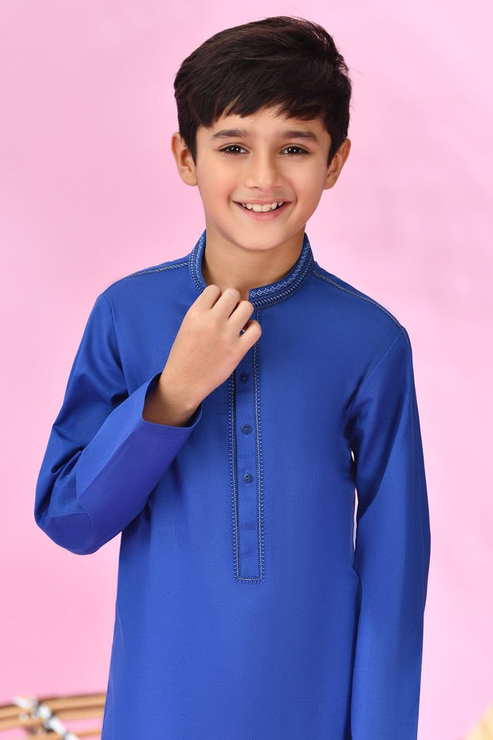 Cotton Royal Blue Kurta - J. Junaid Jamshed