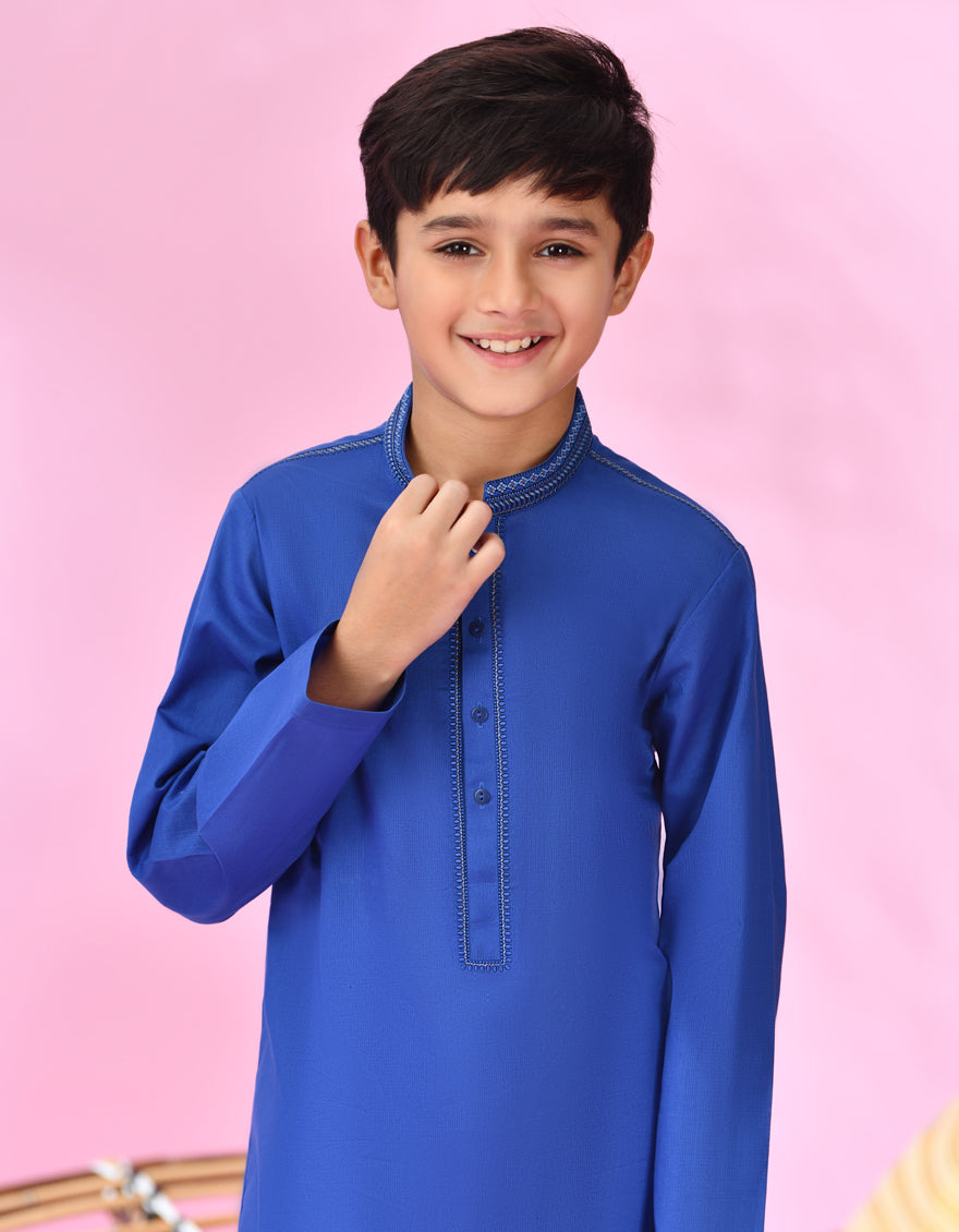 Cotton Royal Blue Kurta - J. Junaid Jamshed