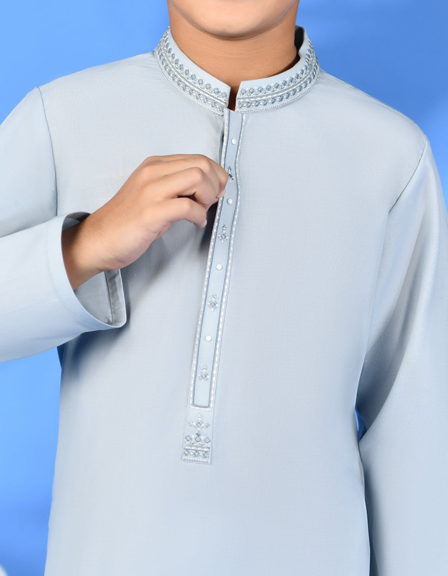 Polyester Smoke Gey Shalwar Kameez - J. Junaid Jamshed