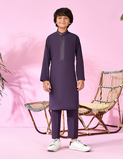 Blended Purple Kurta Trouser - J. Junaid Jamshed