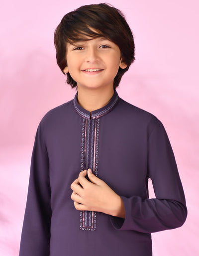 Blended Purple Kurta Trouser - J. Junaid Jamshed